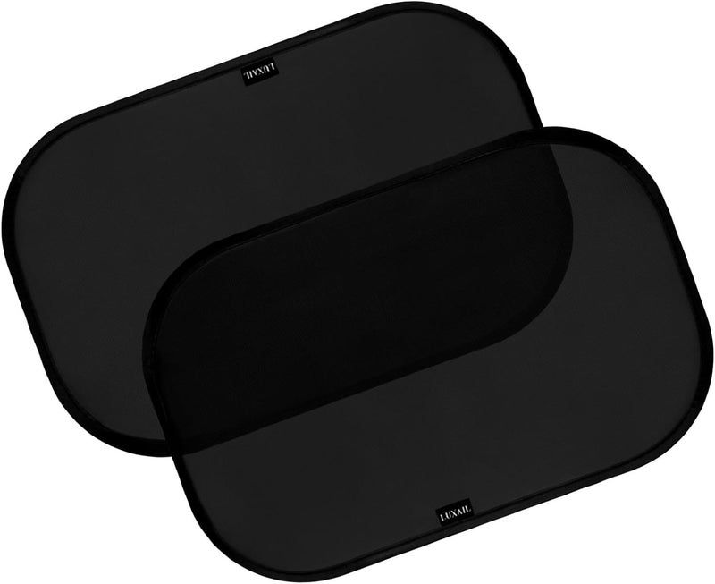 luxail Car Window Shades for Baby 21” x 14” (2 Pack) Cling, Blocks 99.98% UVR, Sun Shade Blocker, Glare Shield Protection, Side Car Window Screens, Mesh Window Shades for Baby, Black - Image 1